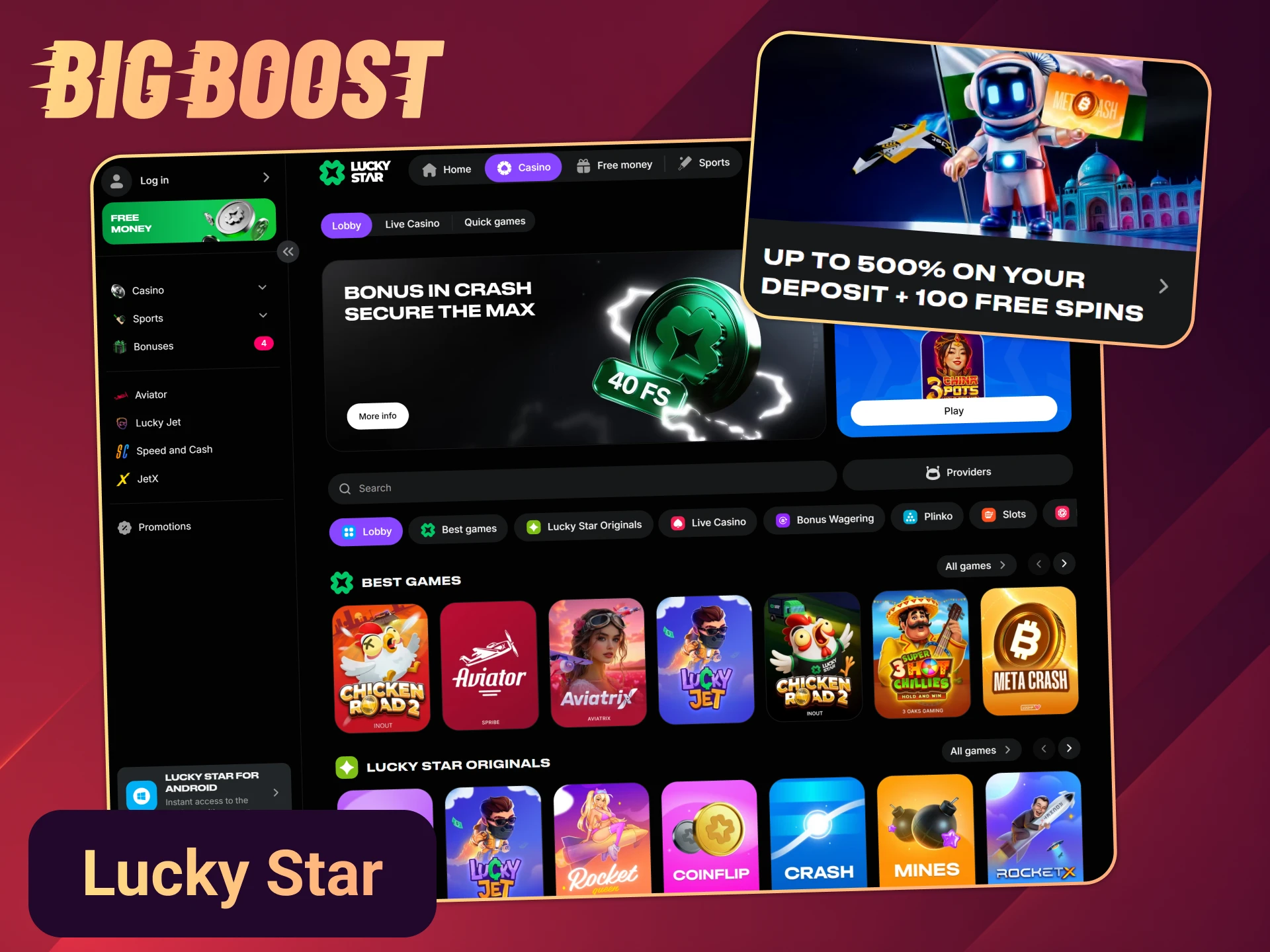 Look at Lucky Star benefits and try it while waiting for Big Boost casino.