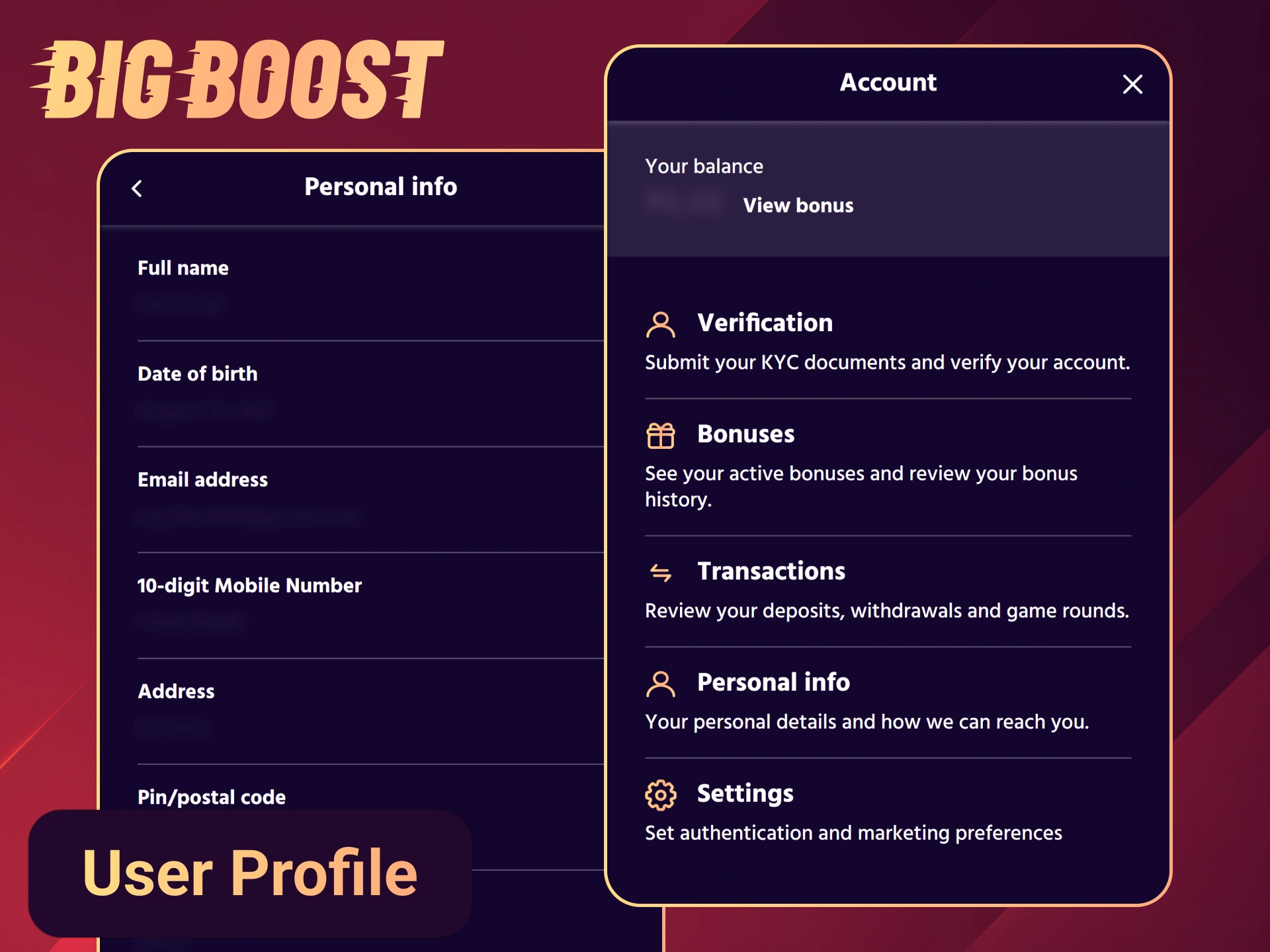 Edit your Big Boost account at your profile page.