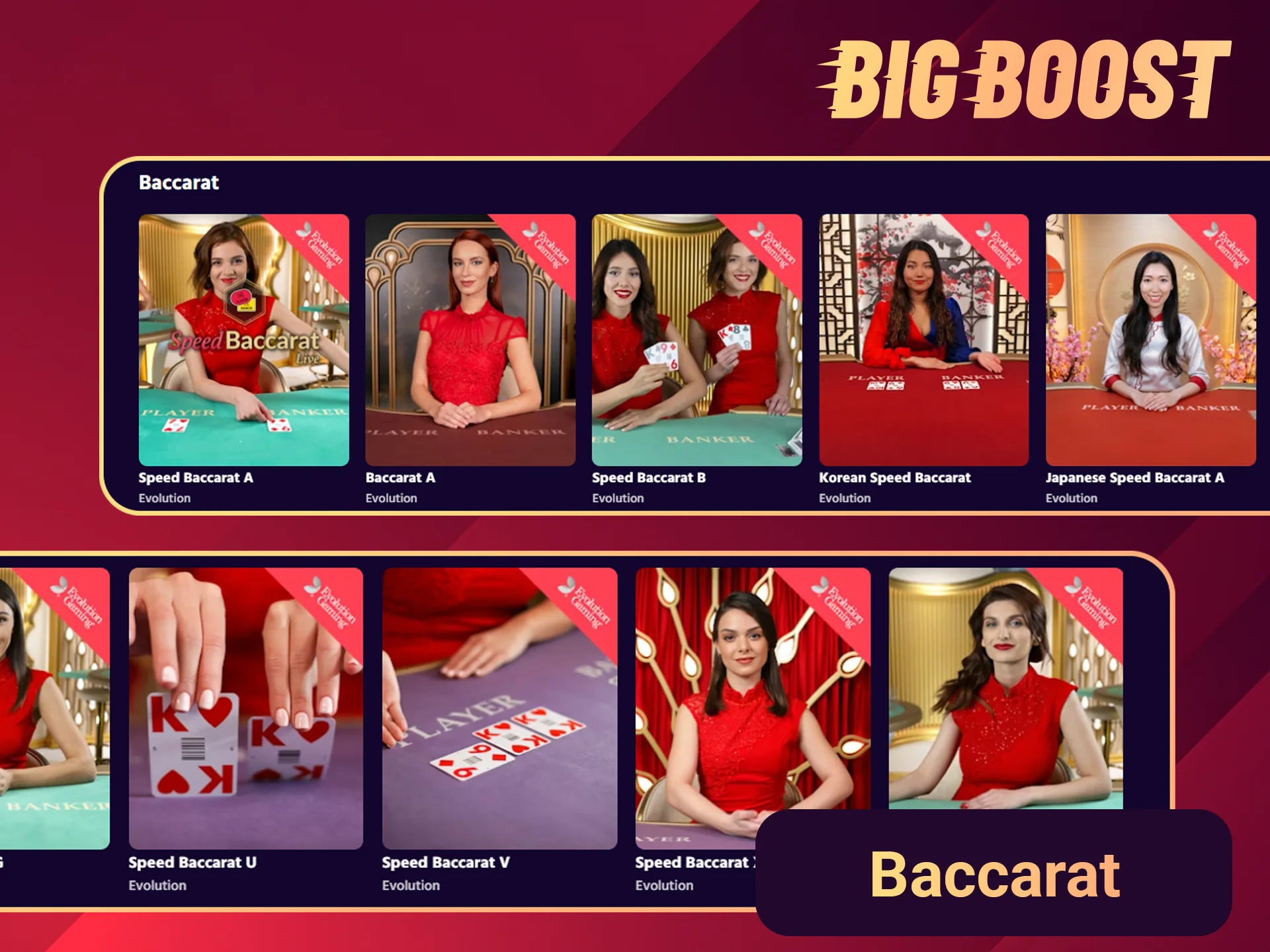 Play live baccarat on the Big Boost site now.