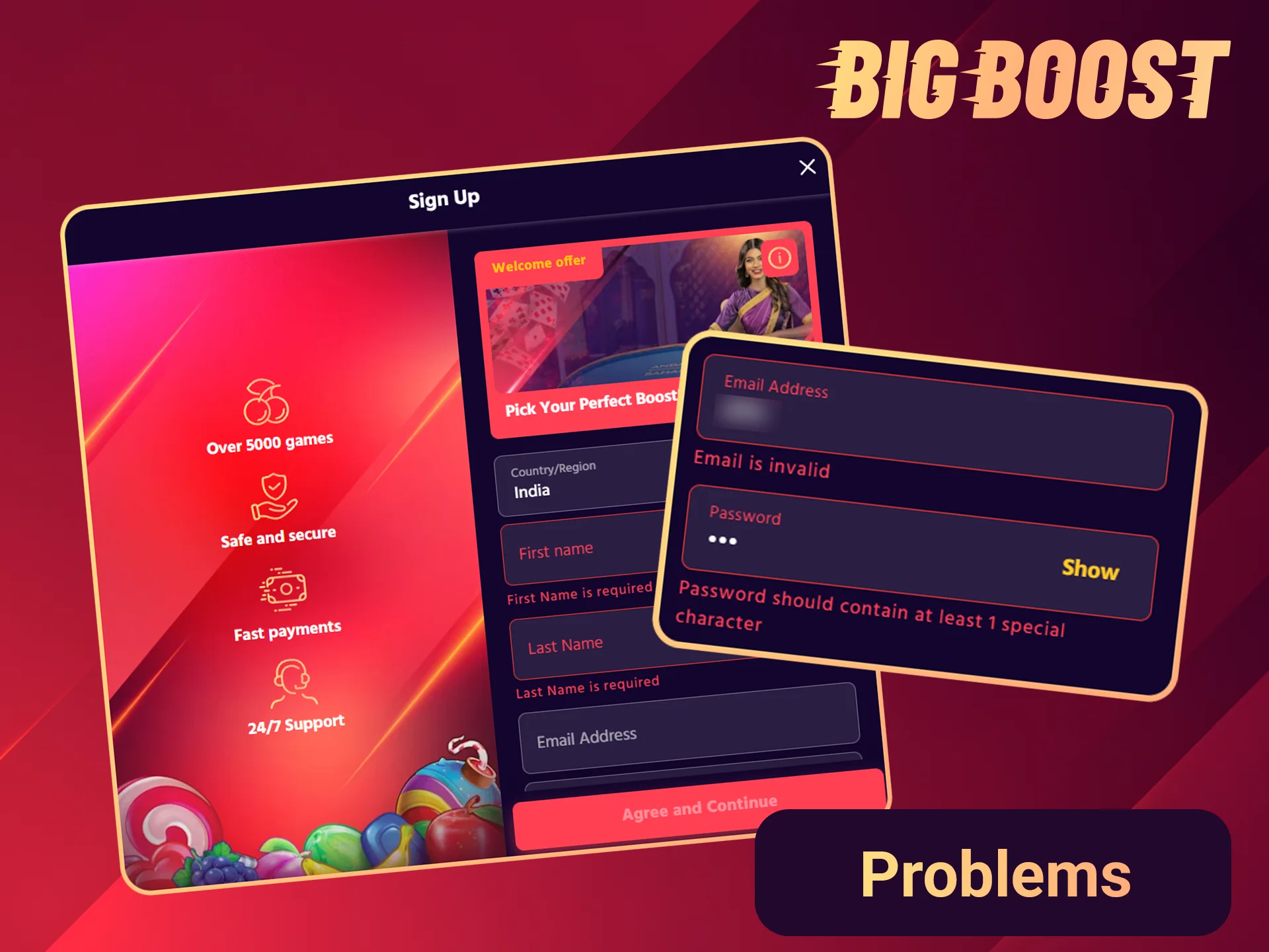 Find common registration problems and solutions on the Big Boost.