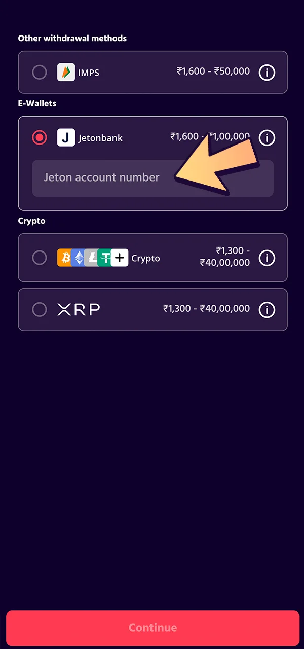 Specify the withdrawal sum on the Big Boost site.